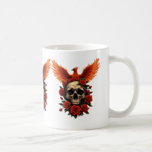 "Anstieg in Tinte: Tod, Rose & Phoenix-Wiedergebur Kaffeetasse