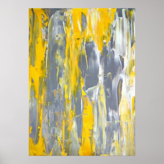 "Anstiften" Abstrakter Graukunst und Gelb Poster (Vorne)