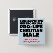 Anstößiger pro-life-männlicher christlicher Button (Vorne & Hinten)