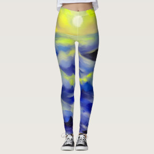 Anstrich dunkelblauer Meereswellen unter der Sonne Leggings
