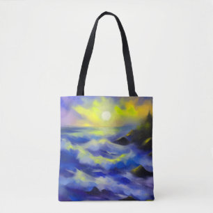 Anstrich dunkelblauer Meereswellen unter der Sonne Tasche