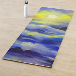 Anstrich dunkelblauer Meereswellen unter der Sonne Yogamatte