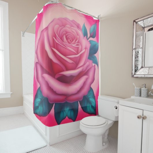 Anstrich einer neonrosa Rose Duschvorhang (Beispiel)