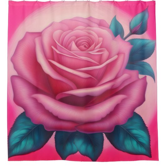 Anstrich einer neonrosa Rose Duschvorhang (Vorderseite)
