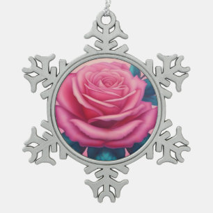 Anstrich einer neonrosa Rose Schneeflocken Zinn-Ornament
