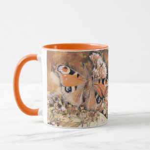 Anstrich eines Orange- und Schwarzen Schmetterling Tasse