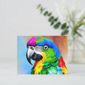 Anstrich eines Papagei mit bunten Federn Postkarte (Stehend Vorderseite)