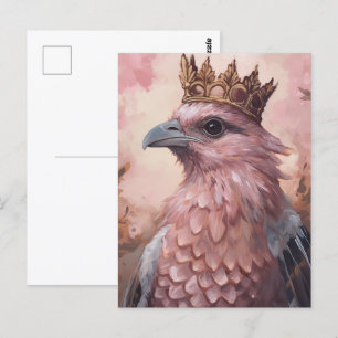 Anstrich eines rosa Falken mit Goldkrone Postkarte