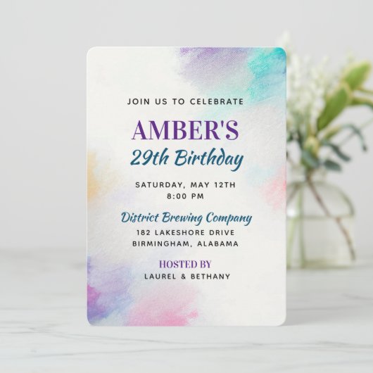 Anstrich Leinwand Geburtstag Einladung (Stehend Vorderseite)