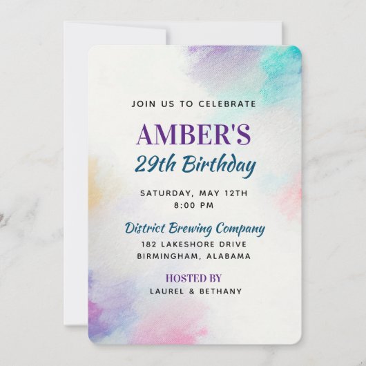 Anstrich Leinwand Geburtstag Einladung (Vorderseite)