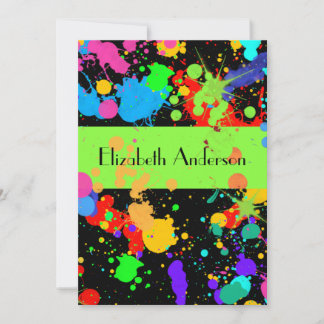 Anstrich Spritzer, 16 . Geburtstag, individuelle E Einladung