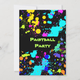 Anstrich Spritzer, Neon Imitate, Einladung Paint B