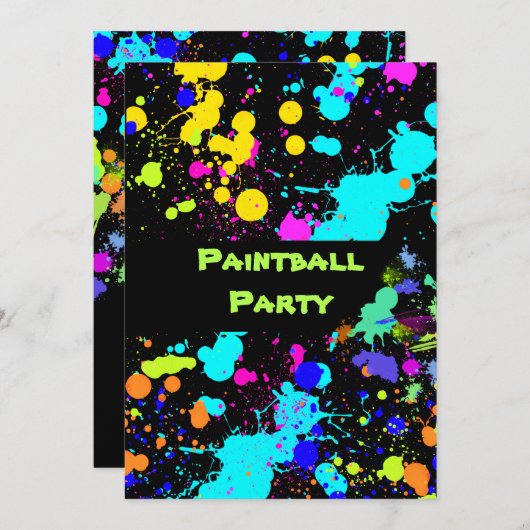 Anstrich Spritzer, Neon Imitate, Einladung Paint B (Vorne/Hinten)