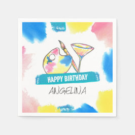 Anstrich und Sip Geburtstagsmalerei und Party Serviette