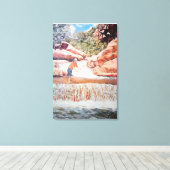 Anstrich von Fisherman im Wasserfall Leinwanddruck (Insitu (Holzboden))