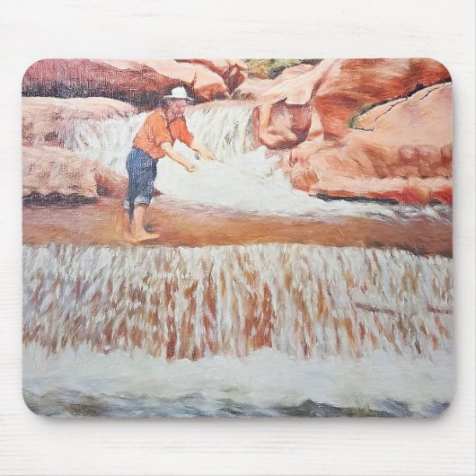 Anstrich von Fisherman im Wasserfall Mousepad (Vorne)