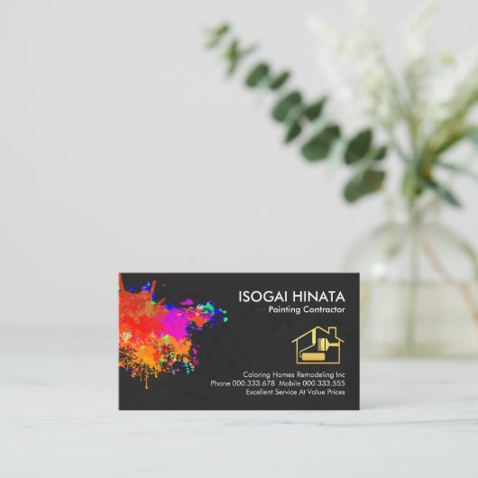 Anstrich von Spritzer auf Wandmalerei Visitenkarte (Stehend Vorderseite)