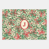 Anstrich Weihnachts Retro Blumenmuster Ursprünglic Geschenkpapier Set (Vorderseite 2)