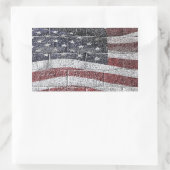 Anstrichene amerikanische Fahne an der Ziegelwand  Rechteckiger Aufkleber (Tasche)