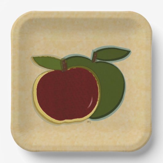 Anstrichene Äpfel (Fotoplatte) Pappteller (Vorderseite)