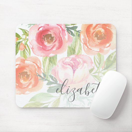 Anstrichene Aquarellfarben-Blume Kalligraphiename Mousepad (Mit Mouse)