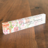 Anstrichene Aquarellfarben-Blume Kalligraphiename Namensplakette (Seite)