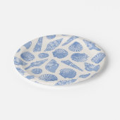 Anstrichene blaue Küstenseashells Pappteller (Schrägansicht)