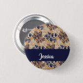 Anstrichene Blume auf braun Button (Vorne & Hinten)