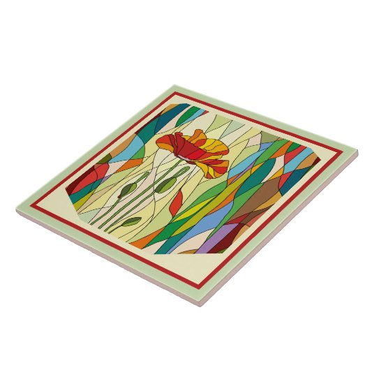 Anstrichene Blume, gestanzter Glass Fliese (Seite)