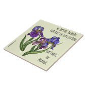 Anstrichene Blume (Iris) mit Vers der Römer 12:12 Fliese (Seite)
