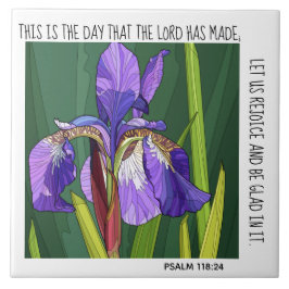 Anstrichene Blume (lila Iris); Vers Psalm 118:24 Fliese