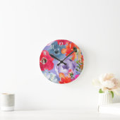 Anstrichene Blume Lila Moderne Wasserfarben Runde Wanduhr (Zuhause)