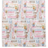 Anstrichene Blume mit Name und Monogramm-Collage Duschvorhang (Vorderseite)