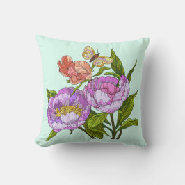 Anstrichene Blume, Pfeffer und Schmetterlinge auf Kissen