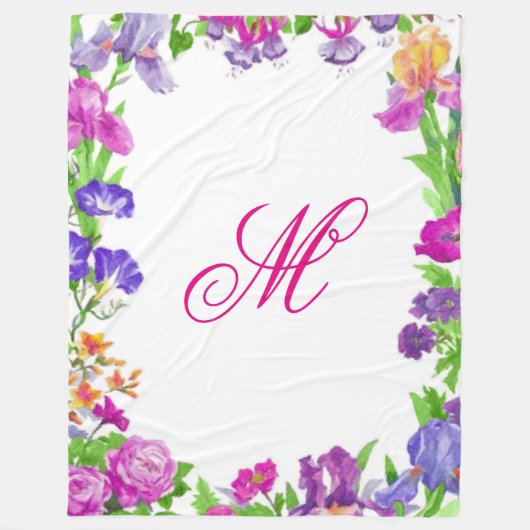 Anstrichene Blume Rahmen Fleecedecke (Vorderseite)