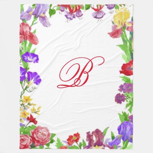 Anstrichene Blume Rahmen Lila gelb Fleecedecke (Vorderseite)