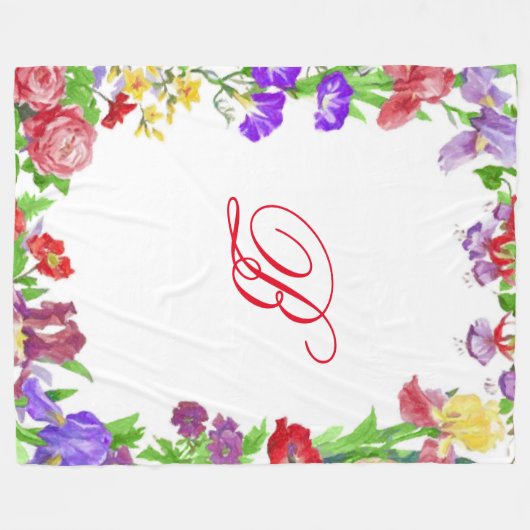 Anstrichene Blume Rahmen Lila gelb Fleecedecke (Vorderseite (Horizontal))