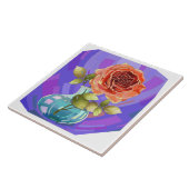 Anstrichene Blume, rosa Rosa in Vase Fliese (Seite)