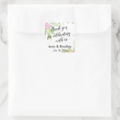 Anstrichene Blume Vielen Dank, dass Sie mit uns fe Quadratischer Aufkleber (Tasche)