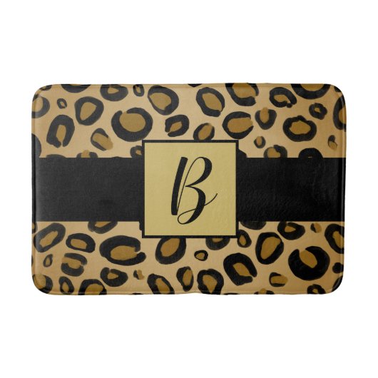 Anstrichene Cheetah Leopard Druckpunkte Gold Beige Badematte (Vorderseite)