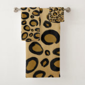 Anstrichene Cheetah Leopard Druckpunkte Gold Beige Badhandtuch Set (Insitu)