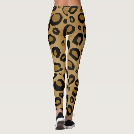Anstrichene Cheetah Leopard Druckpunkte Gold Beige Leggings (Rückseite)