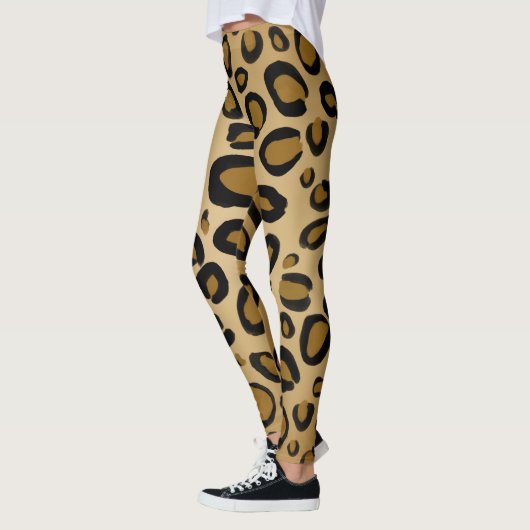Anstrichene Cheetah Leopard Druckpunkte Gold Beige Leggings (Links)