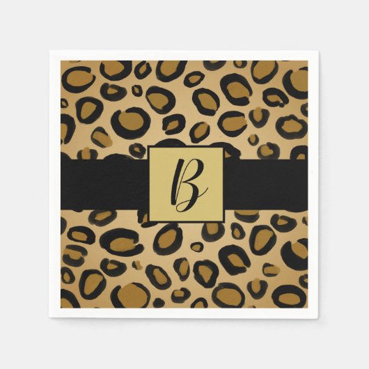 Anstrichene Cheetah Leopard Druckpunkte Gold Beige Serviette (Vorderseite)