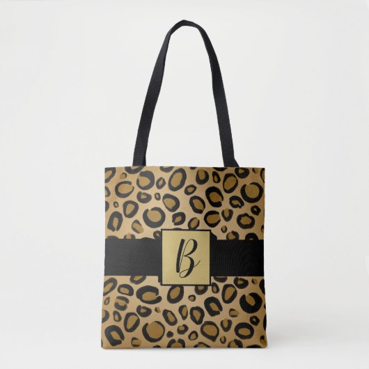 Anstrichene Cheetah Leopard Druckpunkte Gold Beige Tasche (Vorderseite)