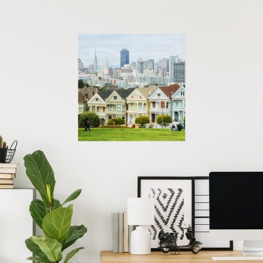 Anstrichene Damen, Viktorianische Häuser und Skyli Poster (Heimbüro)