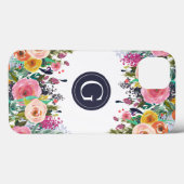 Anstrichene Floral Monogram iPhone Case (Rückseite (Horizontal))