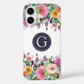 Anstrichene Floral Monogram iPhone Case (Rückseite)