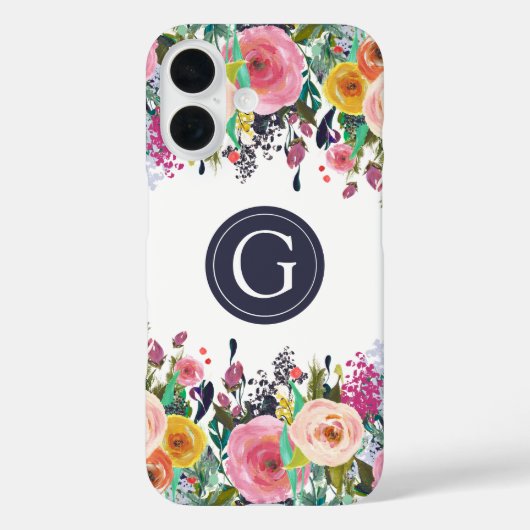 Anstrichene Floral Monogram iPhone Case (Rückseite)