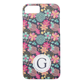Anstrichene Floral Navy Monogram Iphone Case